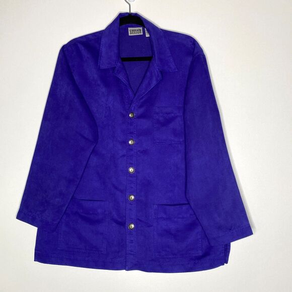 Vintage Chico's Velour Button Up Shacket Cardigan Women's Size Large (Chico's 2) - Picture 6 of 6